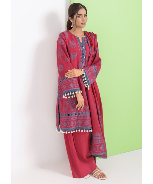 Maroon-Jacquard-3 Pc