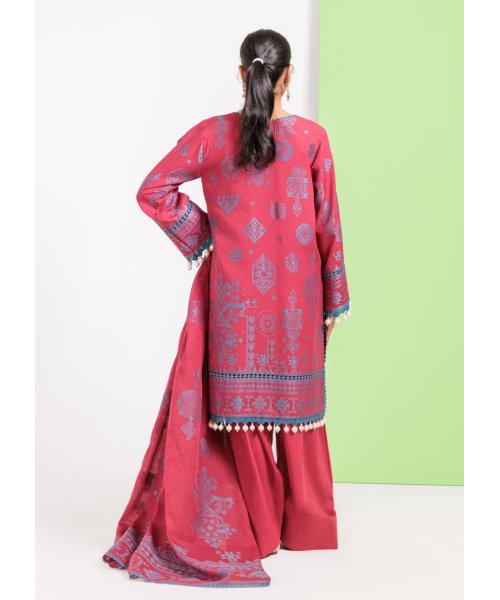 Maroon-Jacquard-3 Pc