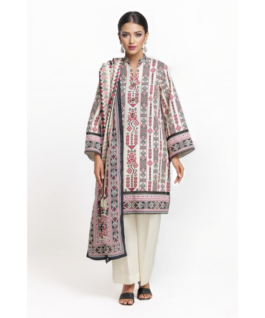 Khaki 2 Piece Unstitched Suit | Mahru.pk