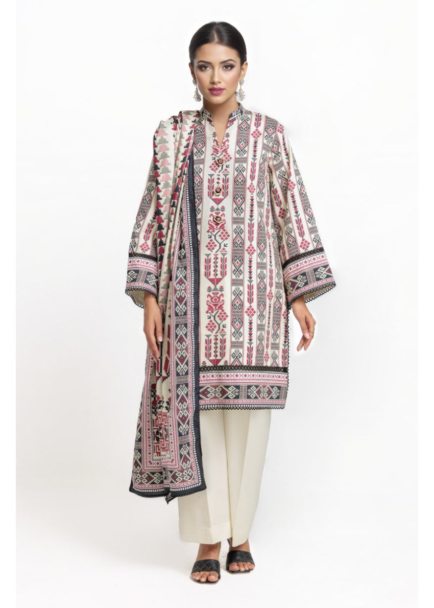 Khaki 2 Piece Unstitched Suit | Mahru.pk