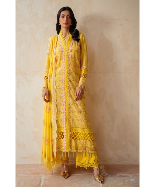 3 Piece Unstitched Embroidered Swiss Voile Suit with Embroidered Chiffon Dupatta – LSV-52010 | Mahru.pk