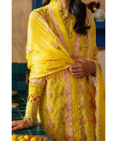 3 Piece Unstitched Embroidered Swiss Voile Suit with Embroidered Chiffon Dupatta – LSV-52010 | Mahru.pk