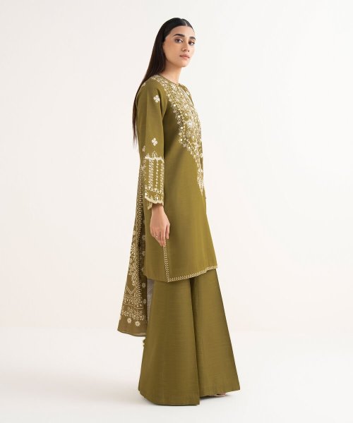 3 Piece – Embroidered Light Khaddar Suit | Mahru.pk