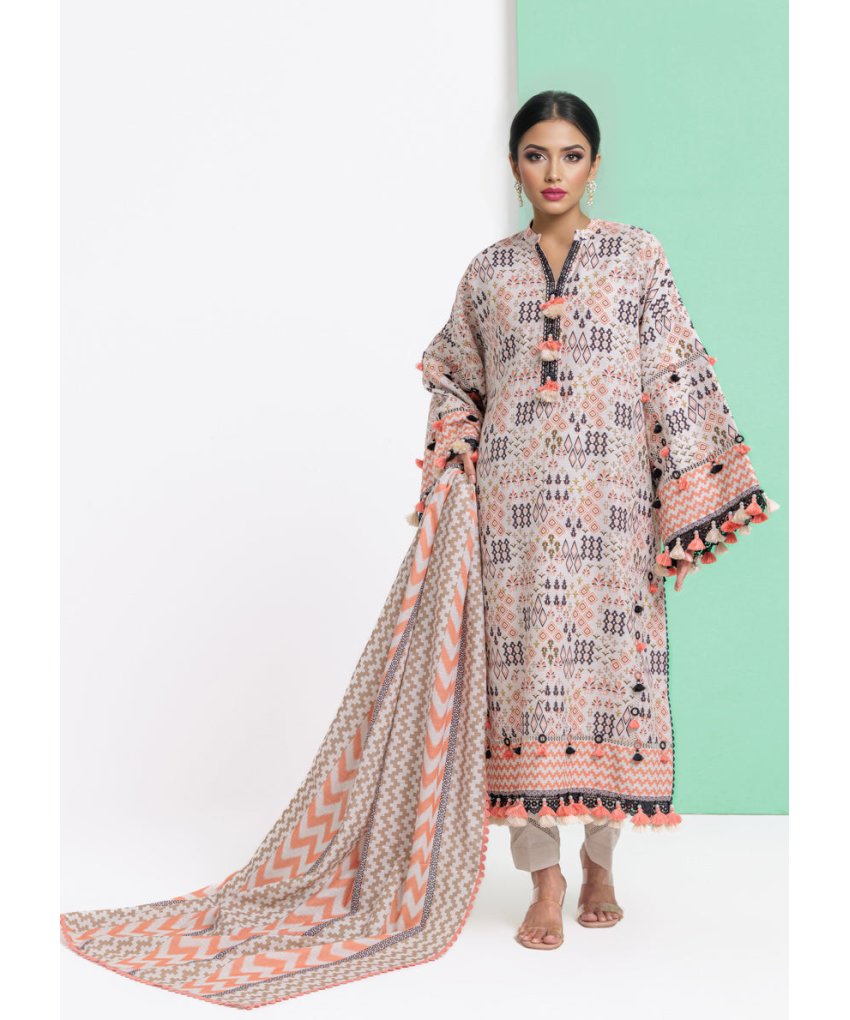 3 Piece – Embroidered Light Khaddar Suit | Mahru.pk