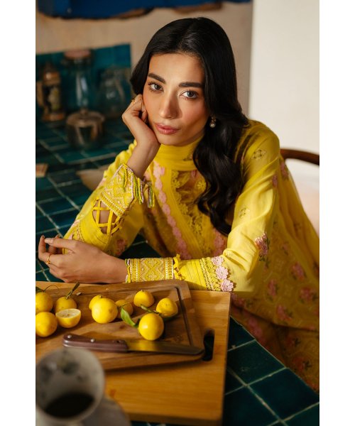 3 Piece Unstitched Embroidered Swiss Voile Suit with Embroidered Chiffon Dupatta – LSV-52010 | Mahru.pk