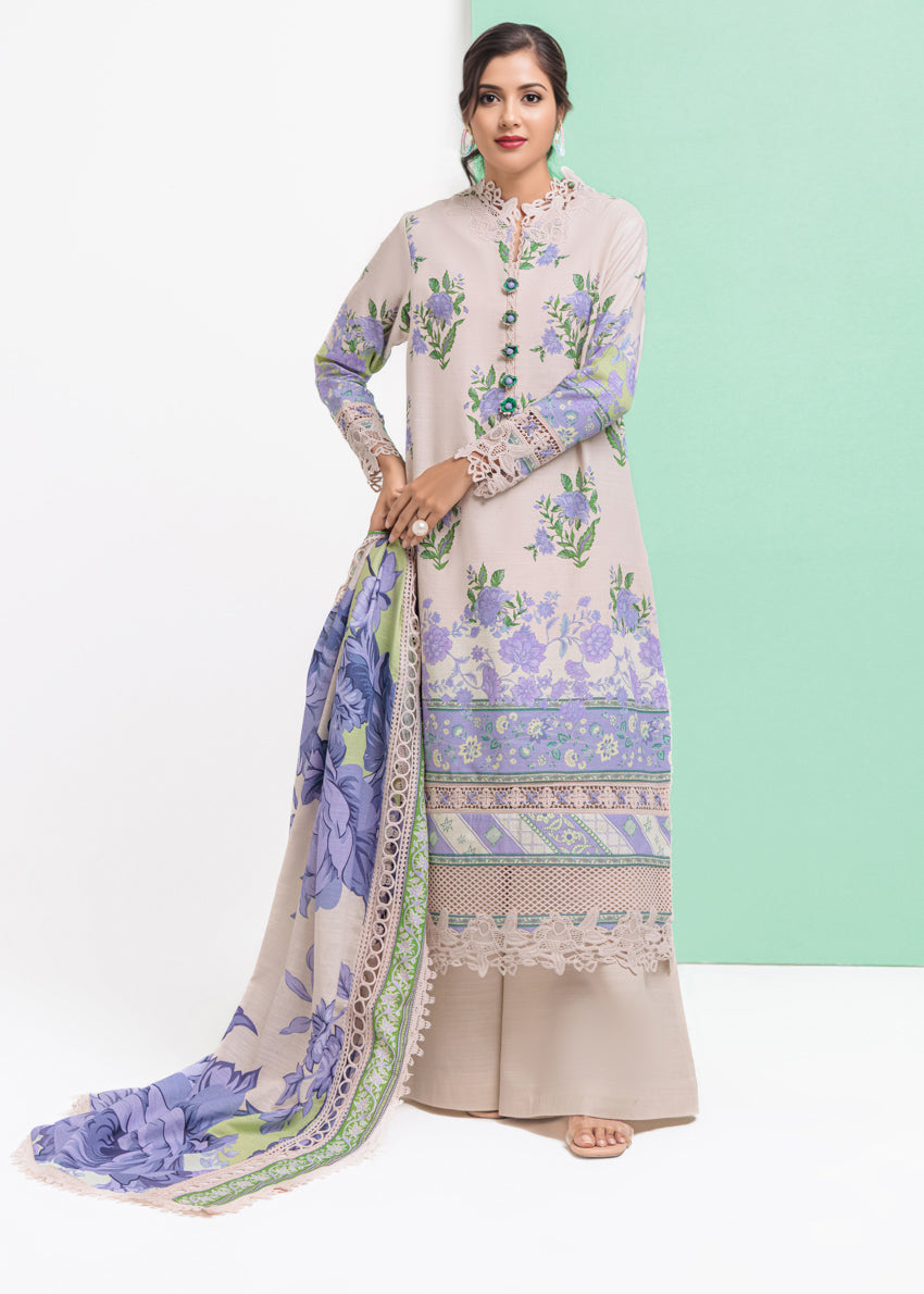Festival Bloom 3-Piece Unstitched Light Khaddar Suit | Winter Collection 2025