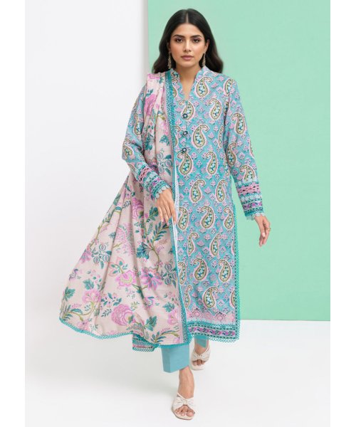 Jade Elvy – 3 Piece Unstitched Embroidered Light Khaddar Suit with Digital Printed Dupatta