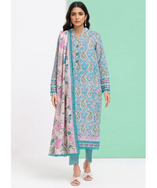 Jade Elvy – 3 Piece Unstitched Embroidered Light Khaddar Suit with Digital Printed Dupatta