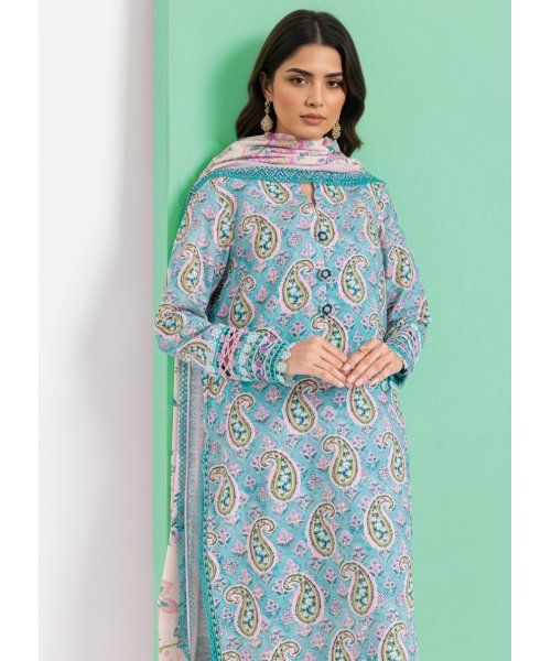 Jade Elvy – 3 Piece Unstitched Embroidered Light Khaddar Suit with Digital Printed Dupatta