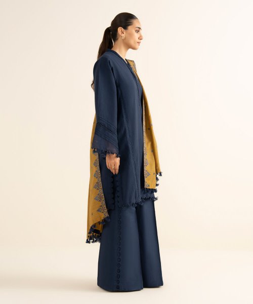 Sapphire 3 Piece – Embroidered Cotton Jacquard Suit for Women | Elegant Festive Wear