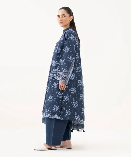 Unstitched 3-Piece Blue Khaddar Suit | Winter Collection 2025 | Mahru