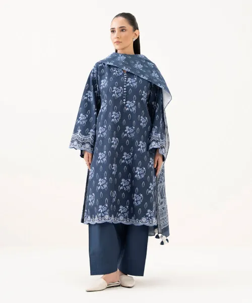 Blue Khaddar 3 Piece Unstitched Suit by Mahru