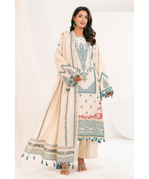 “Unstitched Pashmina Suit with Embroidered Shawl &amp; Pallu – Mahru Winter Collection”