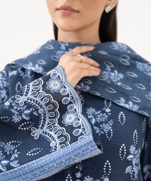Unstitched 3-Piece Blue Khaddar Suit | Winter Collection 2025 | Mahru