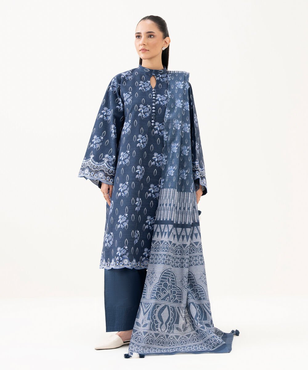 Blue Khaddar Unstitched 3-Piece - Mahru